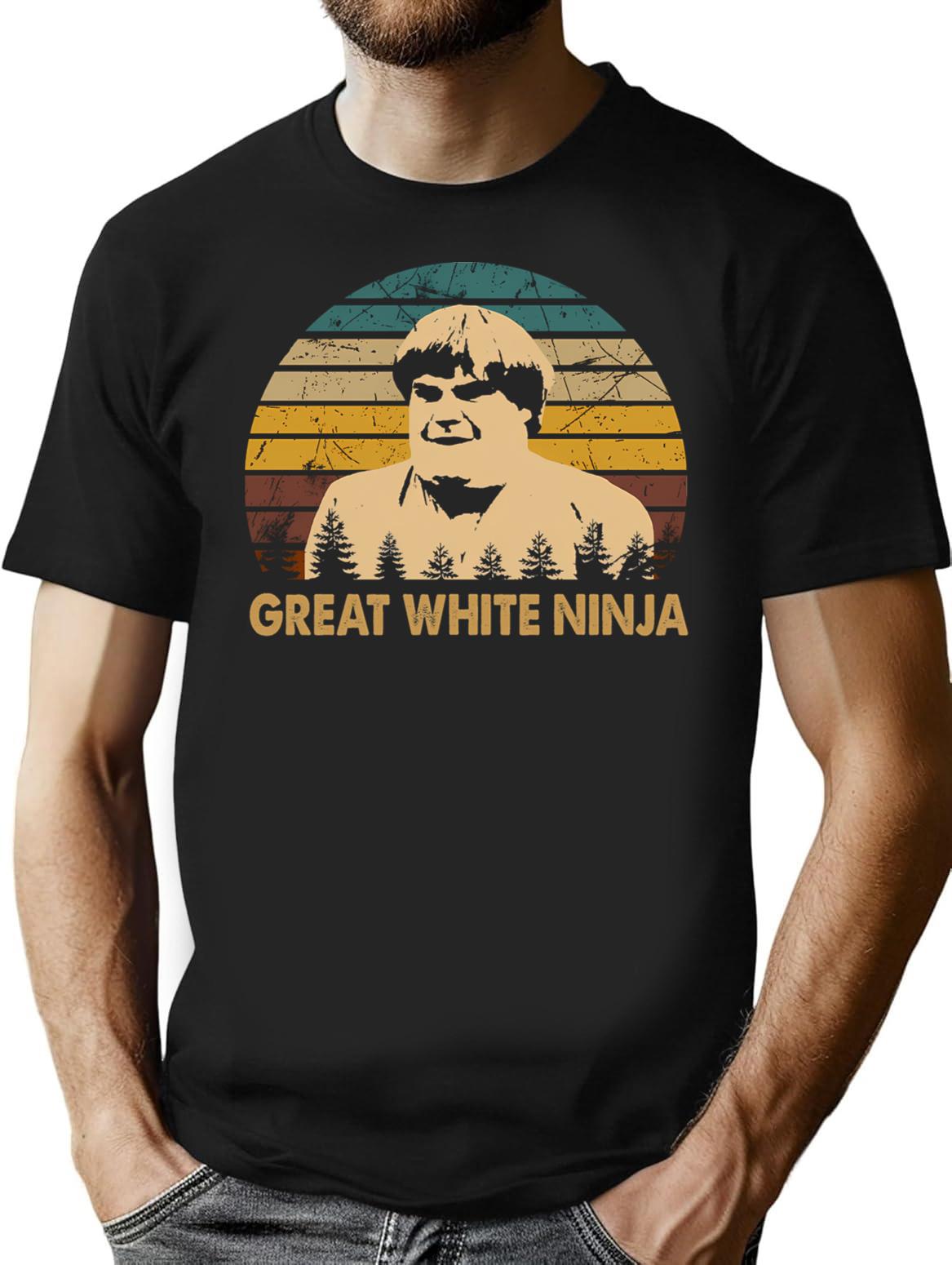 Beverly Hills Design Ninja Film - Great White Ninja Minimalist Graphic T-Shirt - Unisex Streetwear Tee - Black