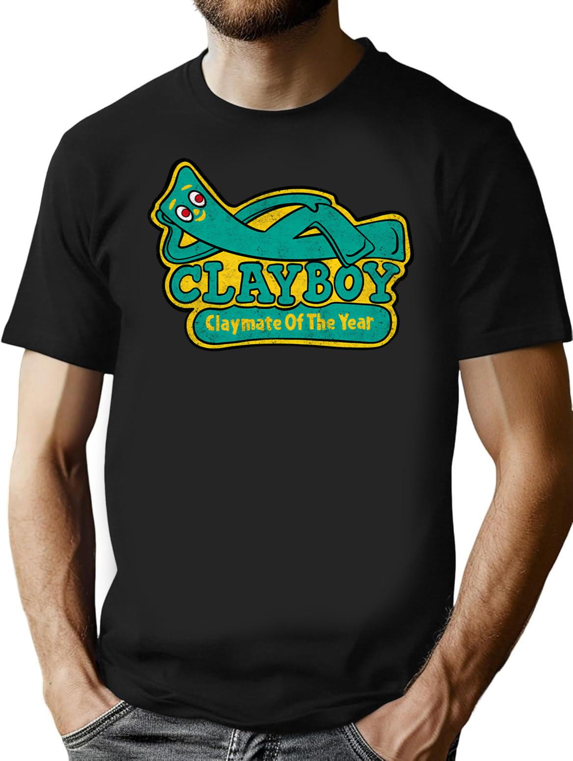 Clayboy -distressed- T-Shirt - Retro Graphic Tee for Men & Women - Black