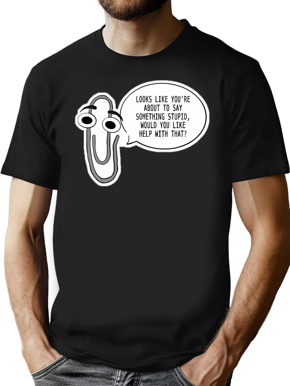 Clippy T-Shirt - Retro Graphic Tee for Men & Women - Black