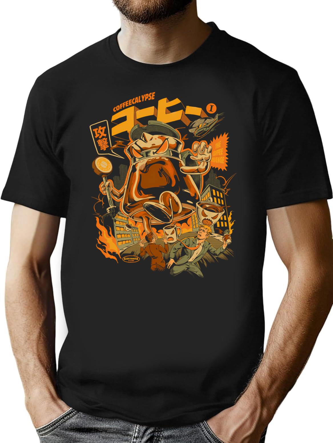 Coffecalypse T-Shirt - Retro Graphic Tee for Men & Women - Black