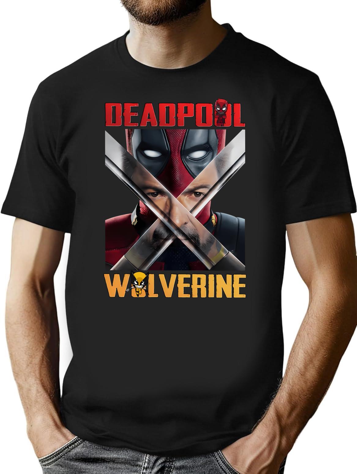 Comedic Deeaddpoolwolverine Bootleg Graphic T-Shirt - Black