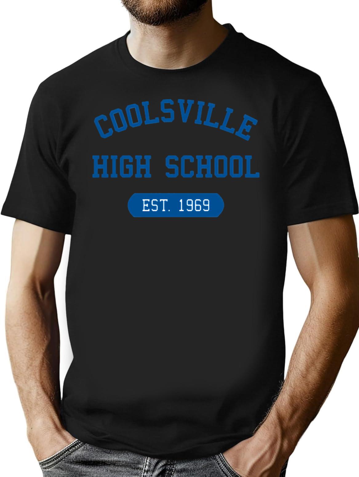 Coolsville High Vintage Style T-Shirt - Retro Graphic Casual Tee - Black