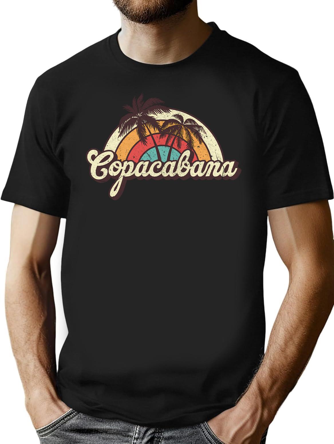 Copacabana Beach Trip T-Shirt - Retro Graphic Tee for Men & Women - Black