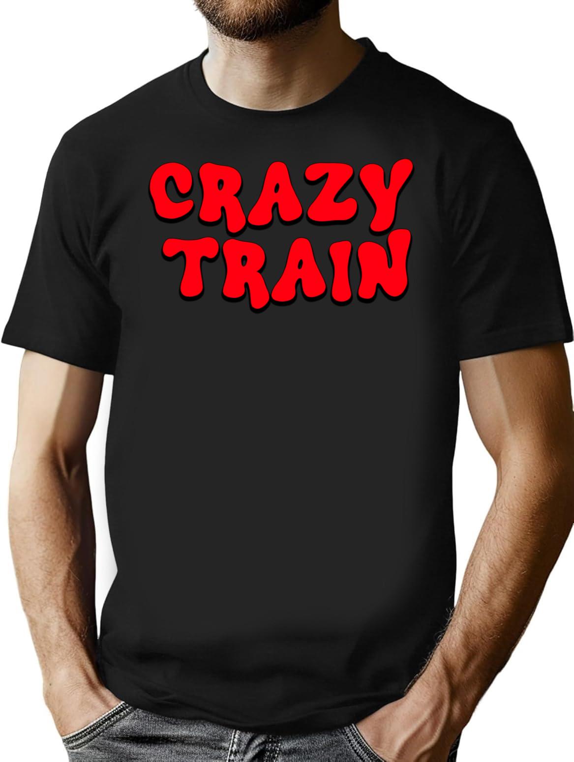 Crazy Train Psycho Design T-Shirt - Retro Graphic Tee for Men & Women - Black
