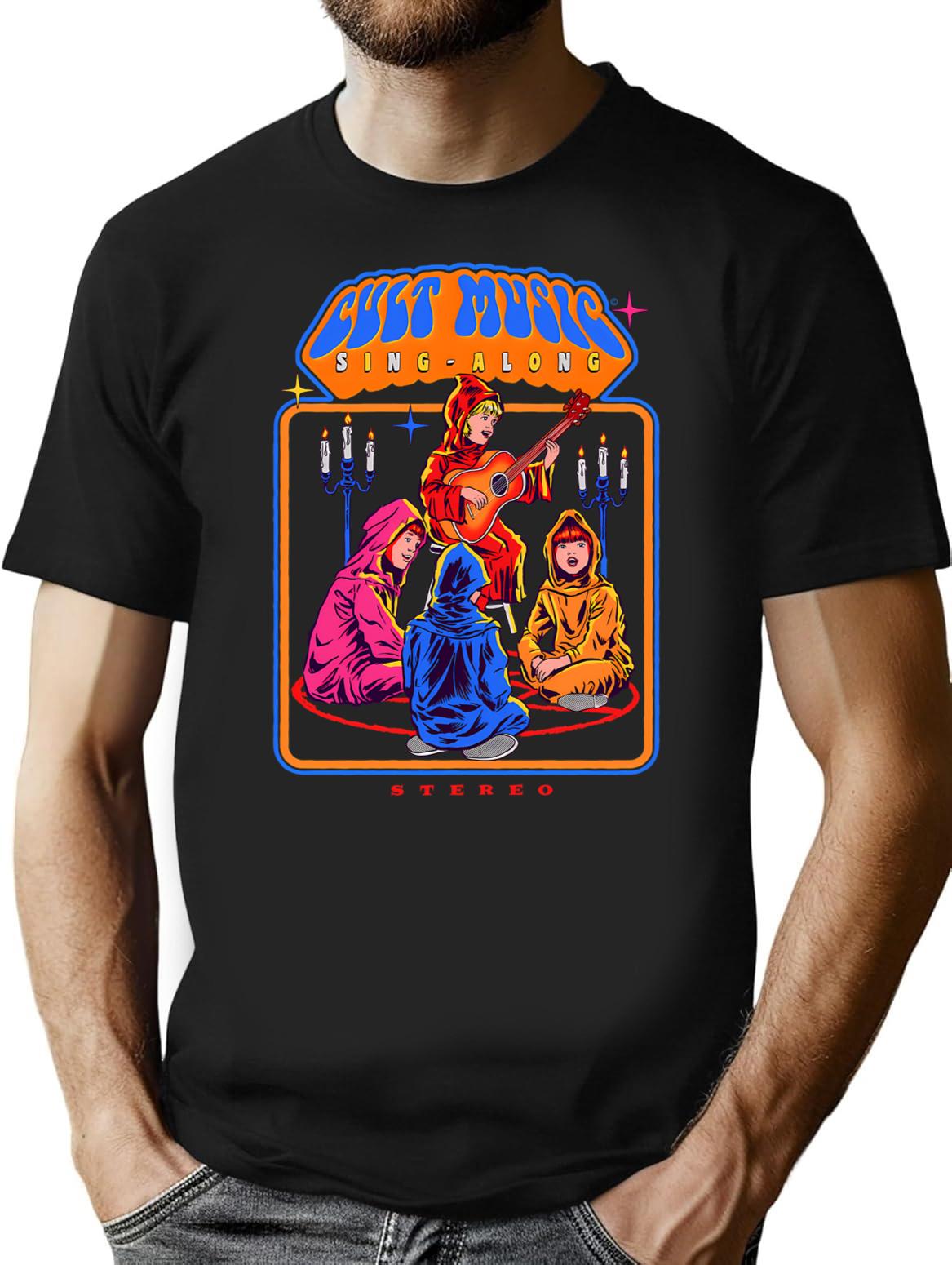 Cult Music Sing-along T-Shirt - Retro Graphic Tee for Men & Women - Black