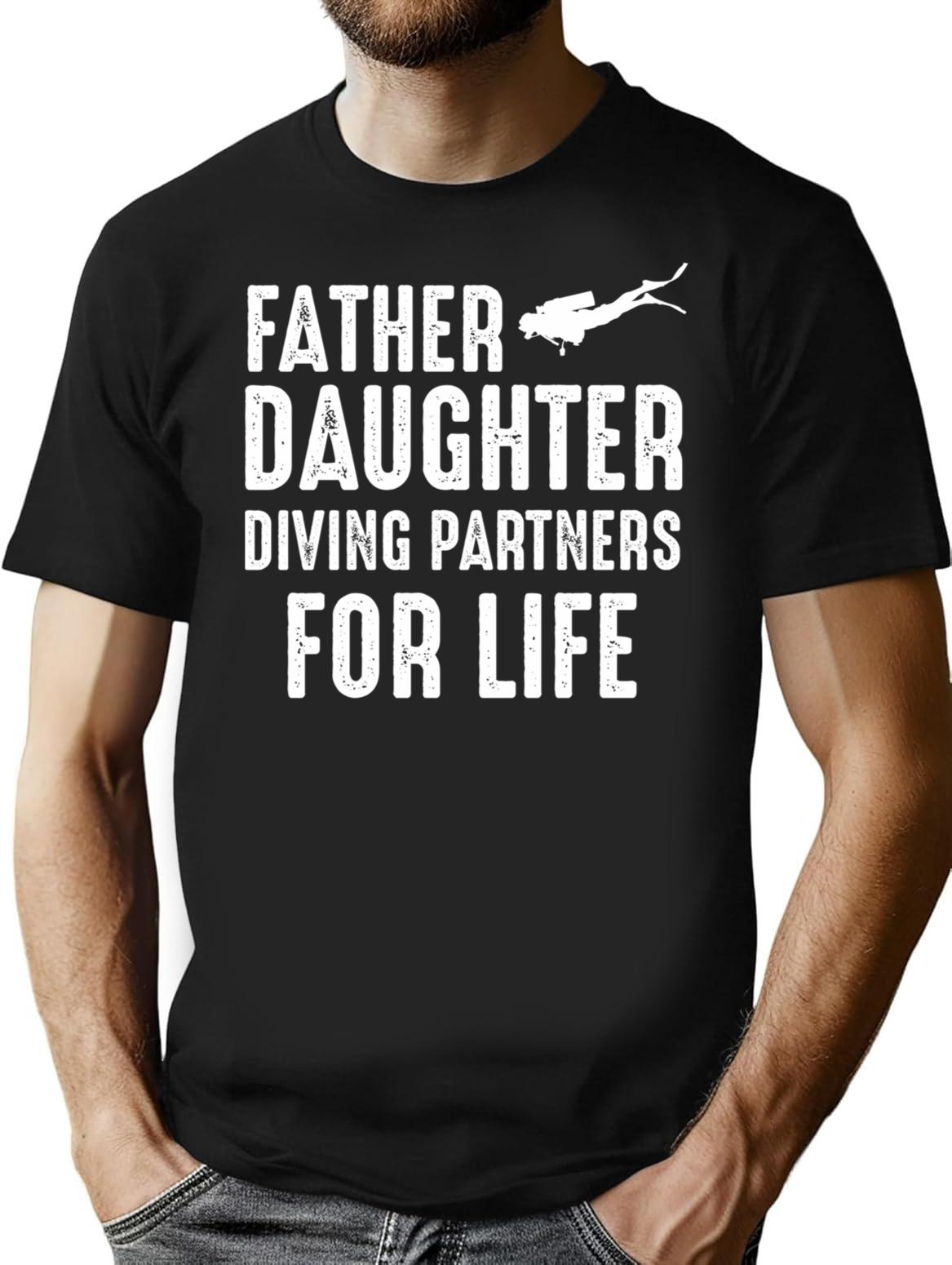 Dad And Daughter Diving Partners For Life Scuba Diving T-Shirt - Black
