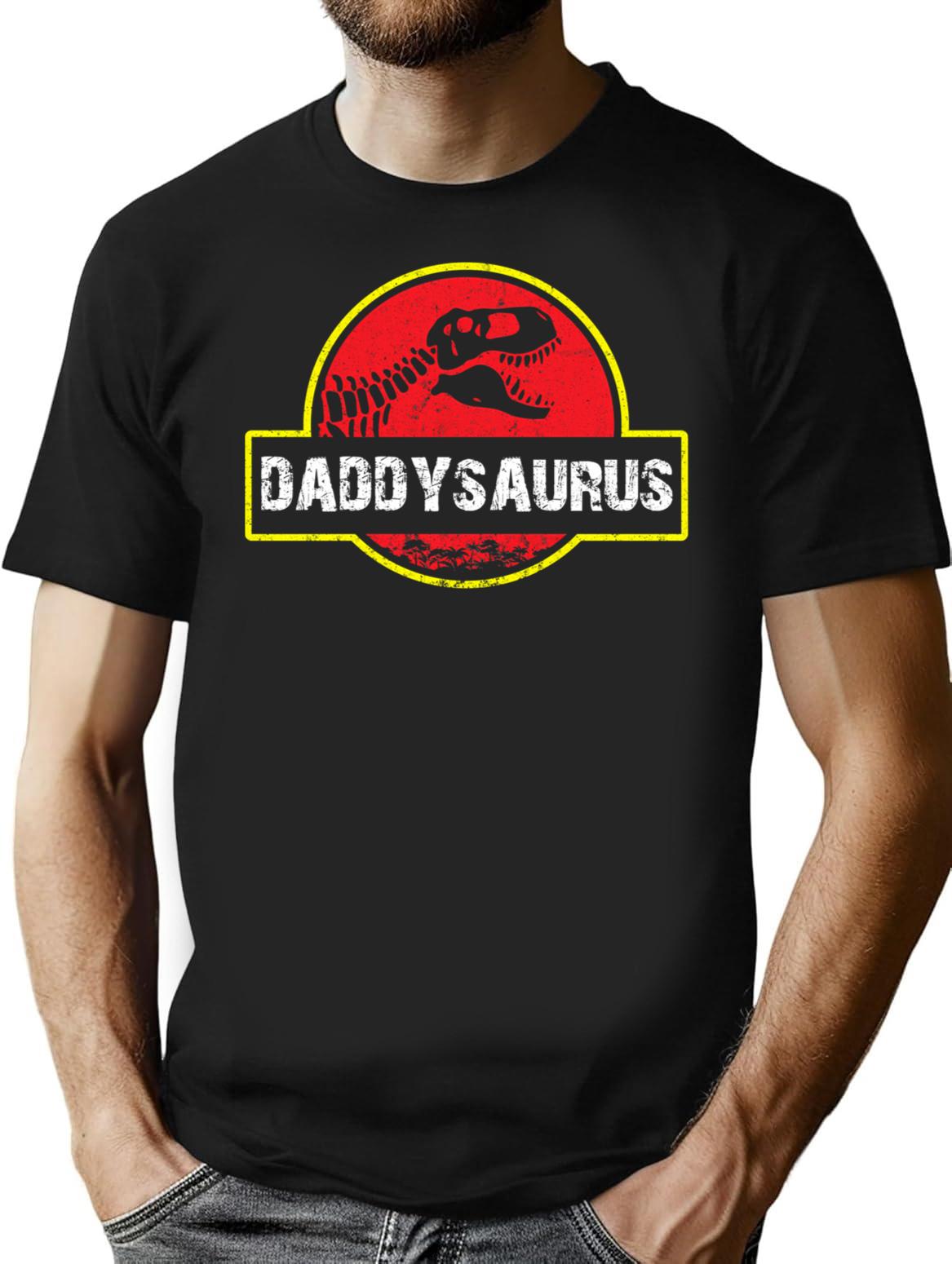Daddysaurus Vintage T-Shirt - Retro Graphic Casual Tee - Black