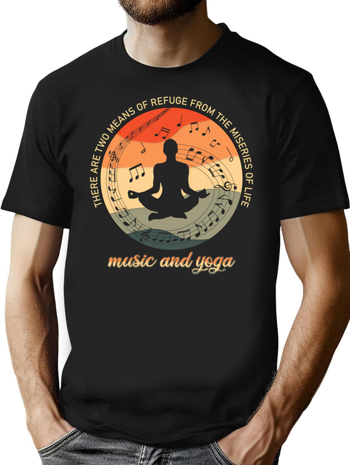 Deep Yoga And Music Life Quote Vintage - Meditation Soul Music Quotes For Yoga And Music Lovers T-Shirt - Black