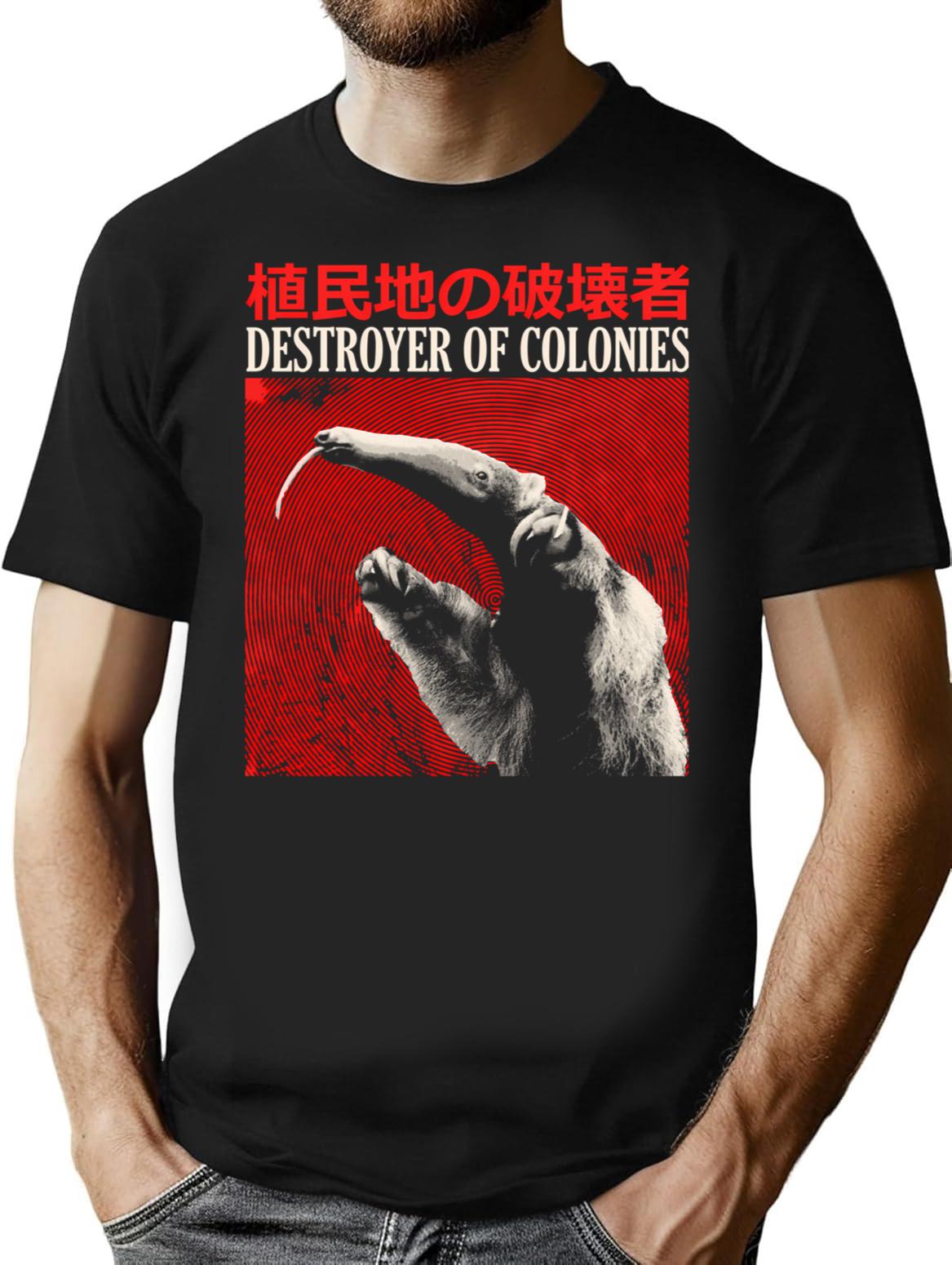 Destroyer Of Colonies Anteater T-Shirt - Retro Graphic Tee for Men & Women - Black