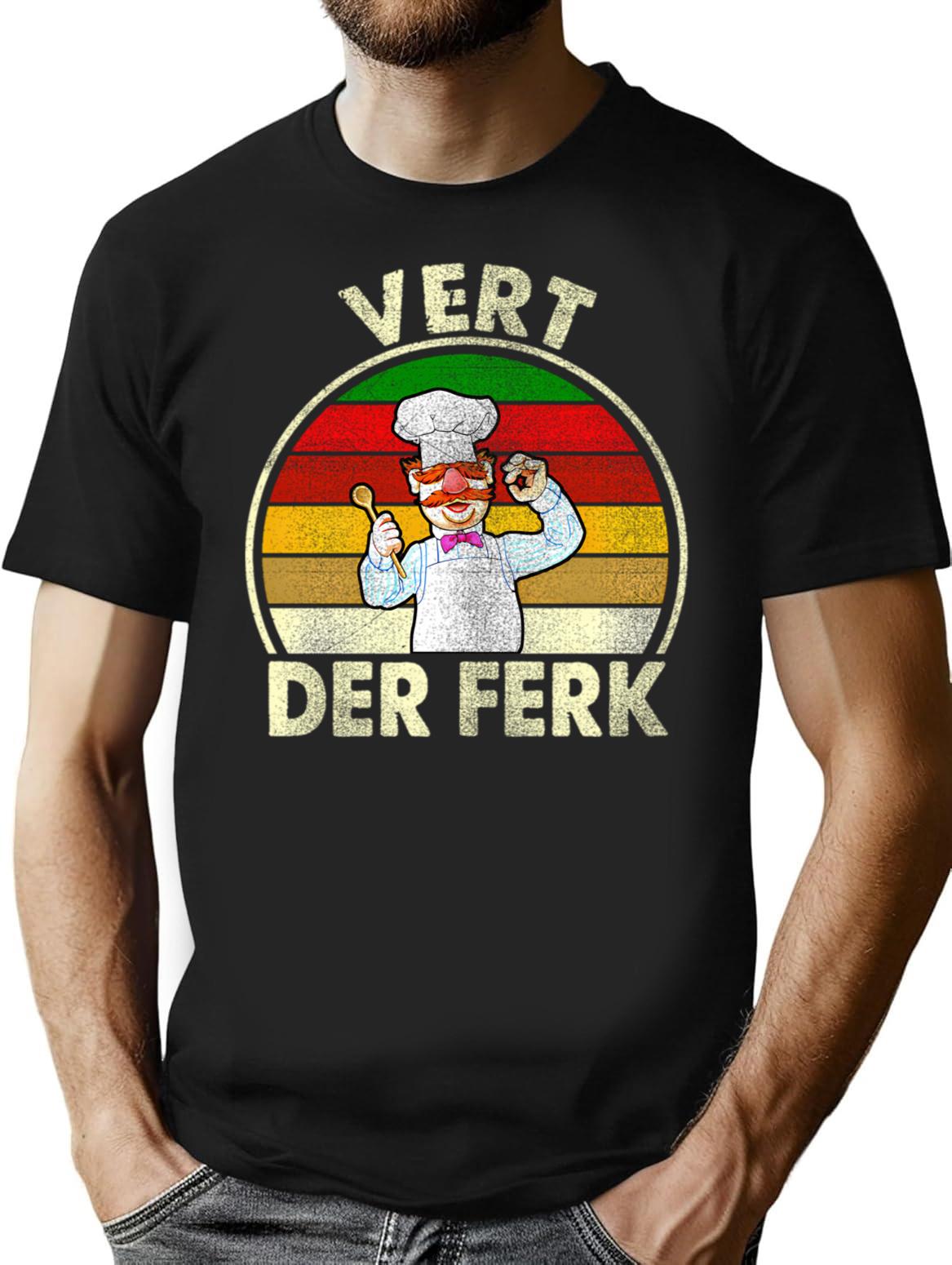 Distressed Vert Der Ferk T-Shirt - Retro Graphic Tee for Men & Women - Black