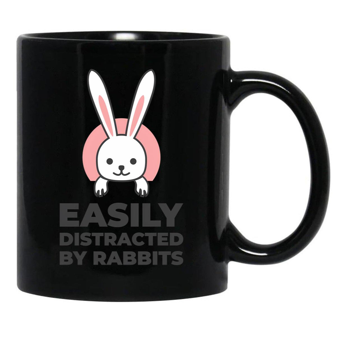 Easily Distracted By Rabbits (3) Black Coffee Mug, Gift Coffee Mug - Black