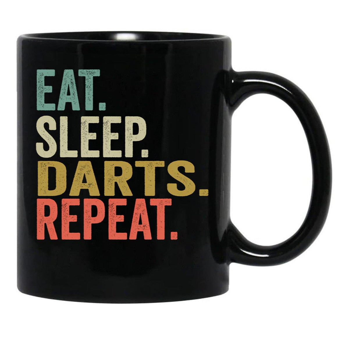Funny Eat Sleep Darts Repeat Vintage Retro Darts Lover Gift Black Coffee Mug, Gift Coffee Mug - Black