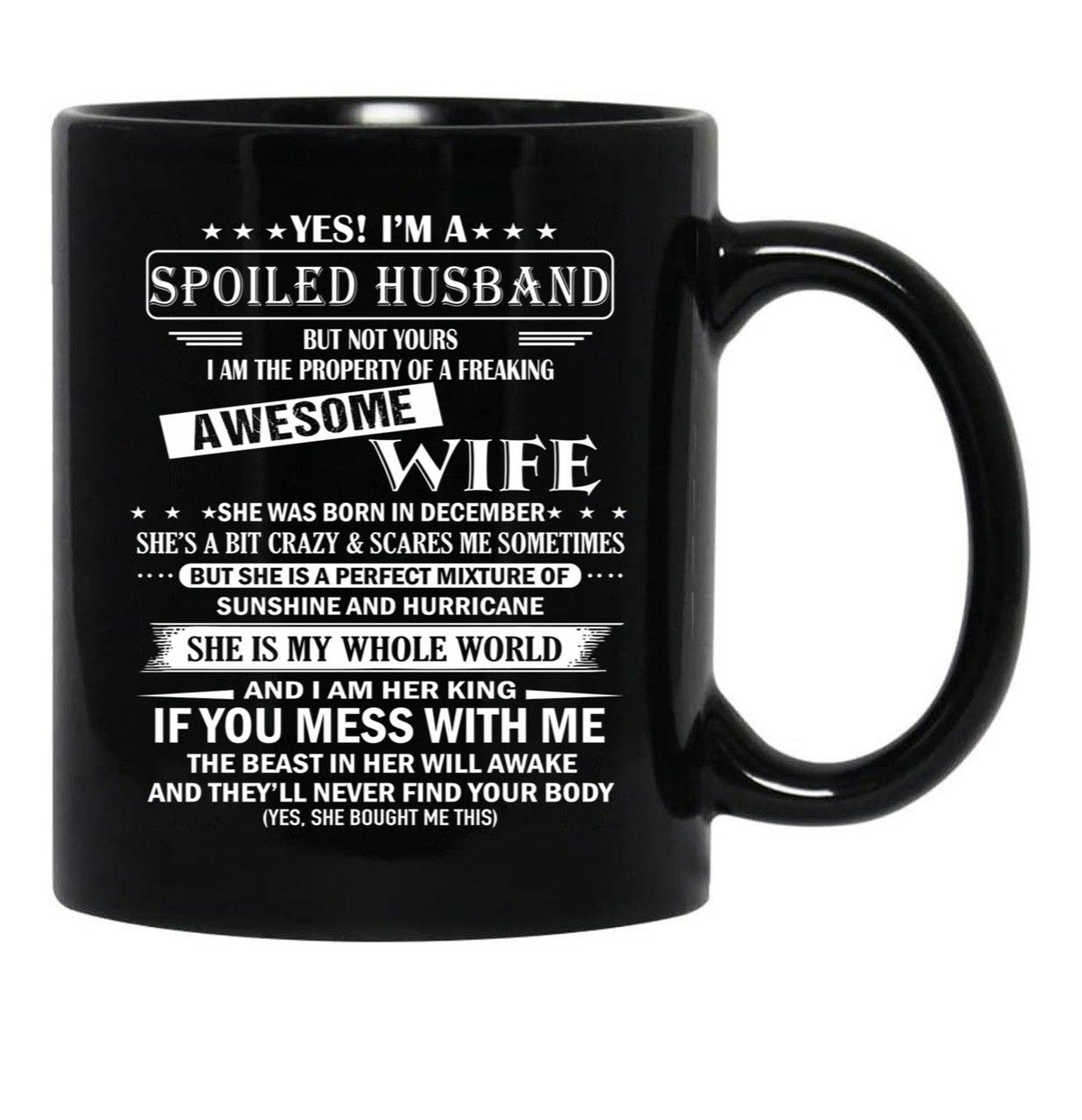Husband Birthday December Black Coffee Mug, Gift Coffee Mug - Black