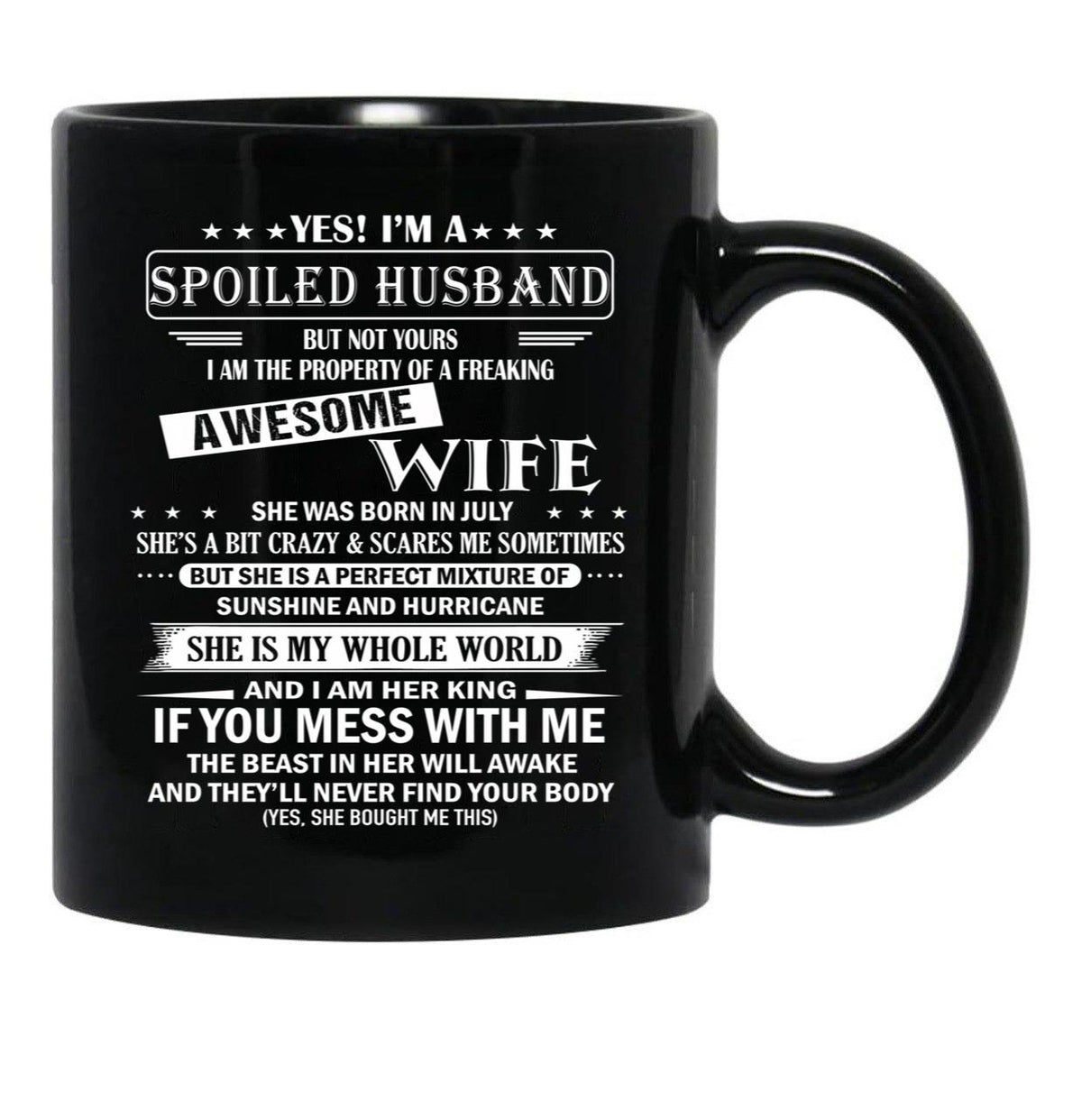Husband Birthday July Black Gift Coffee Mug - Black