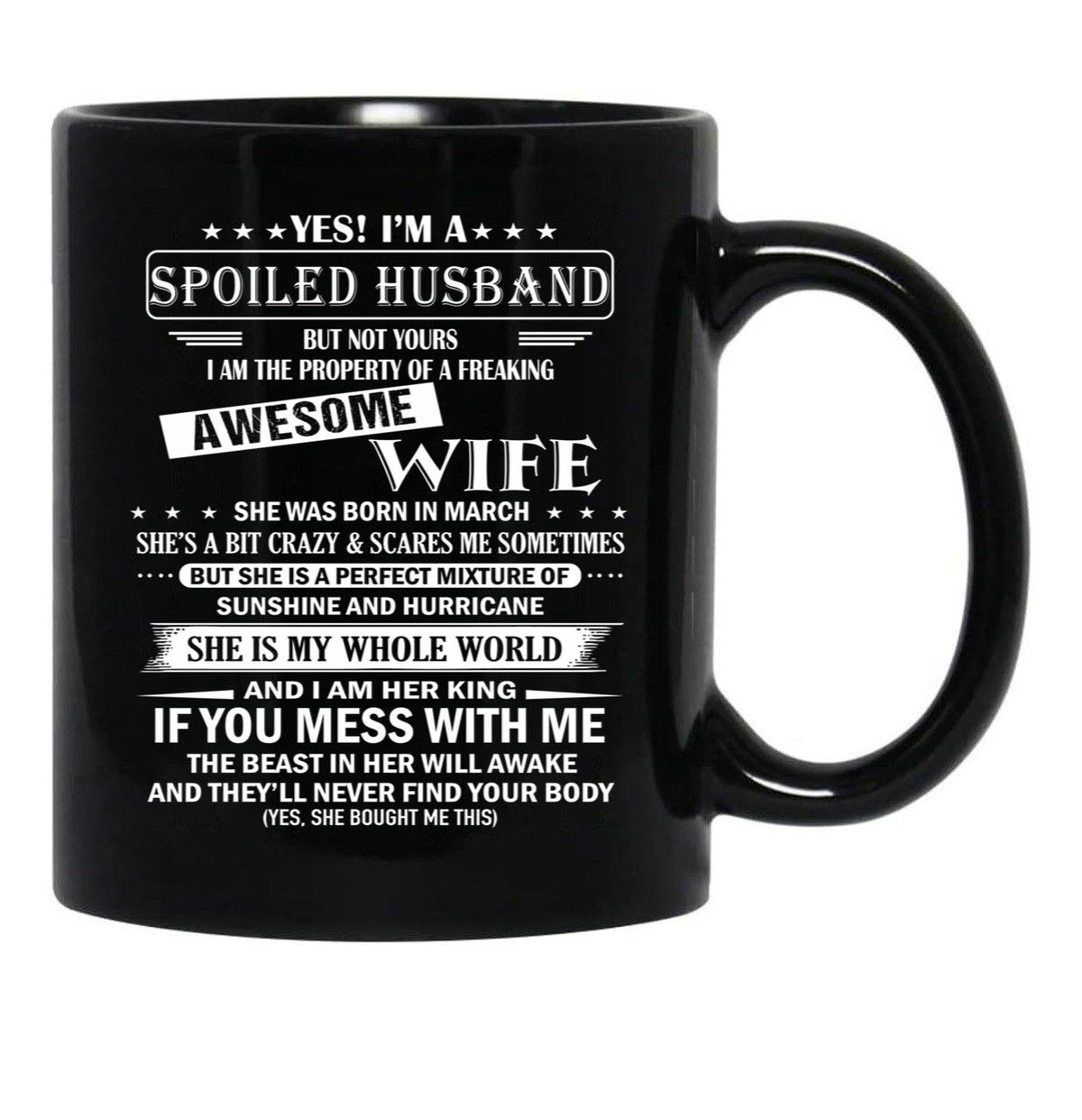 Husband Birthday March Black Coffee Mug, Gift Coffee Mug - Black