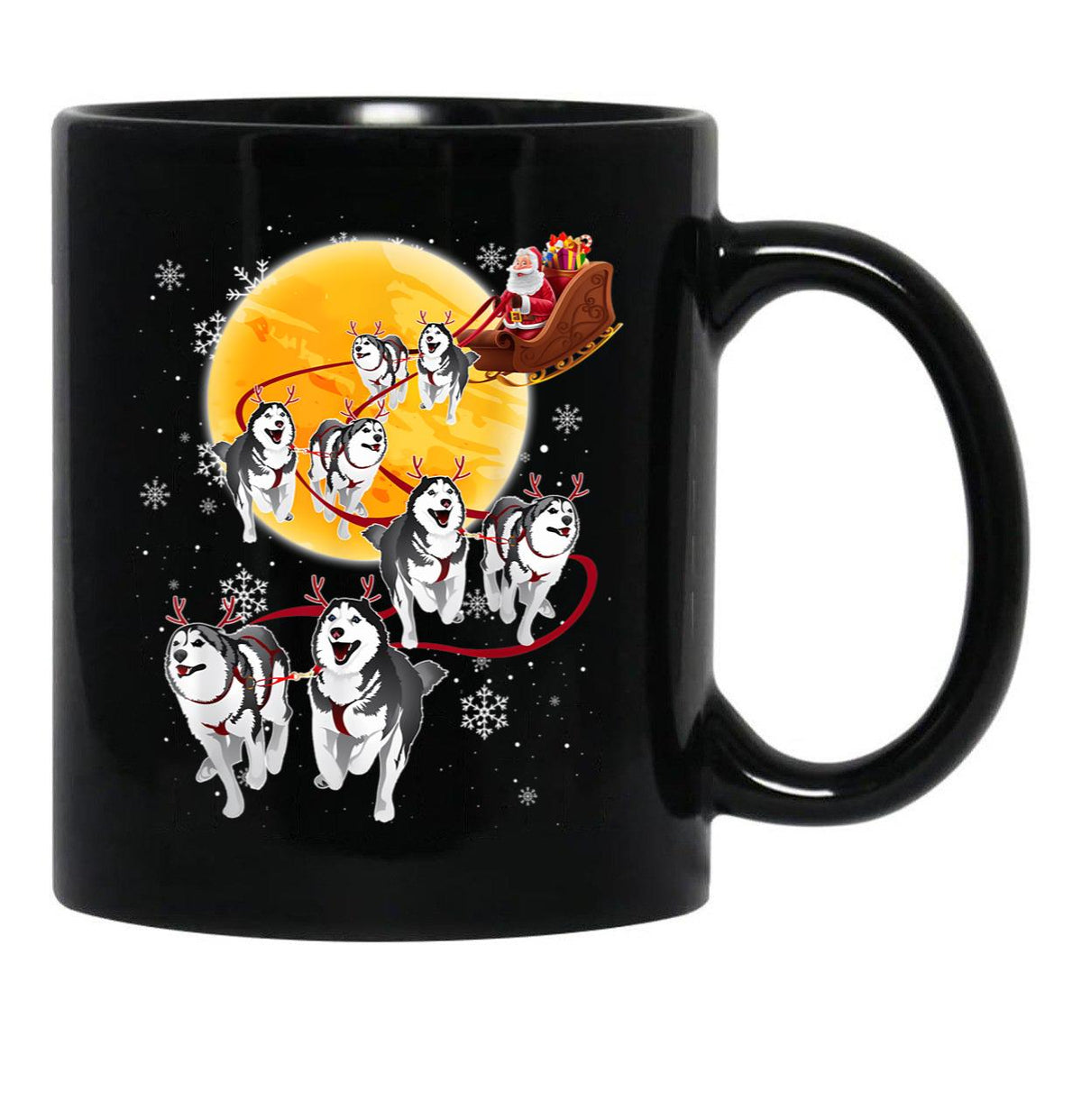 Husky Christmas Black Gift Coffee Mug - Black