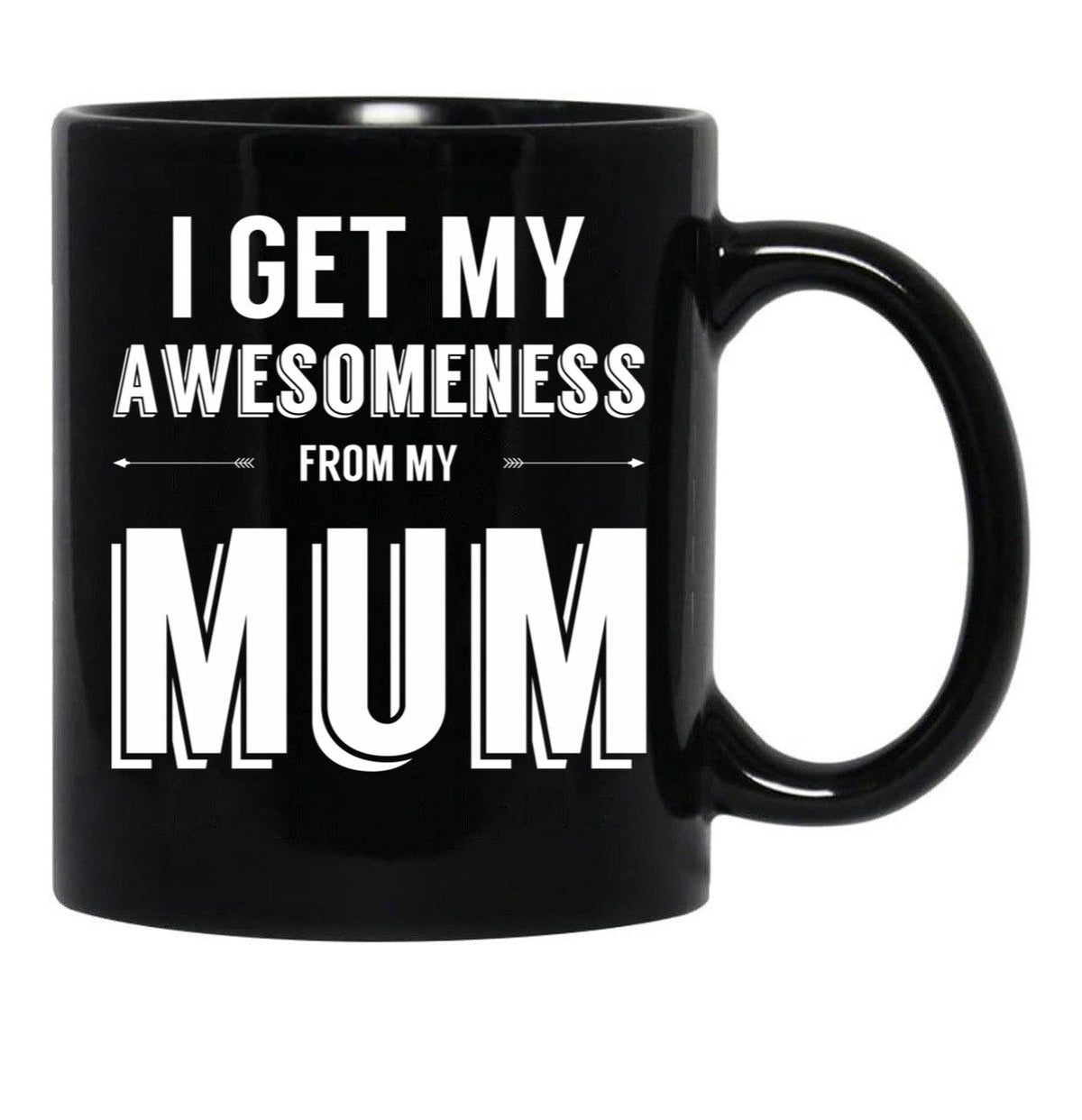 I Get My Awesomeness From My Mum Black Coffee Mug, Gift Coffee Mug - Black