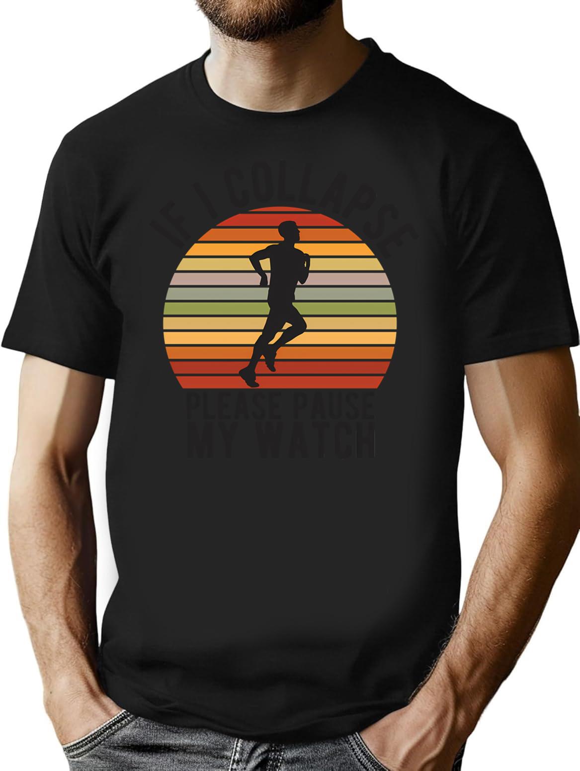 If I Collapse Please Pause My Watch (1) Minimalist Graphic T-Shirt - Unisex Streetwear Tee - Black