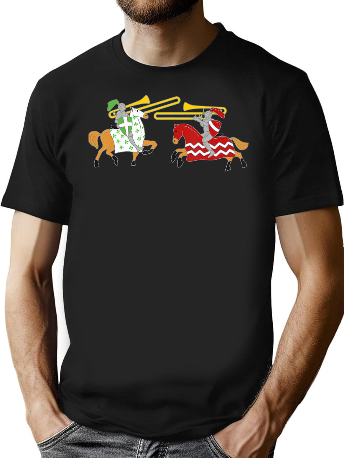 Jousting Funny Trombone For Trombonists Minimalist Graphic T-Shirt - Unisex Streetwear Tee - Black