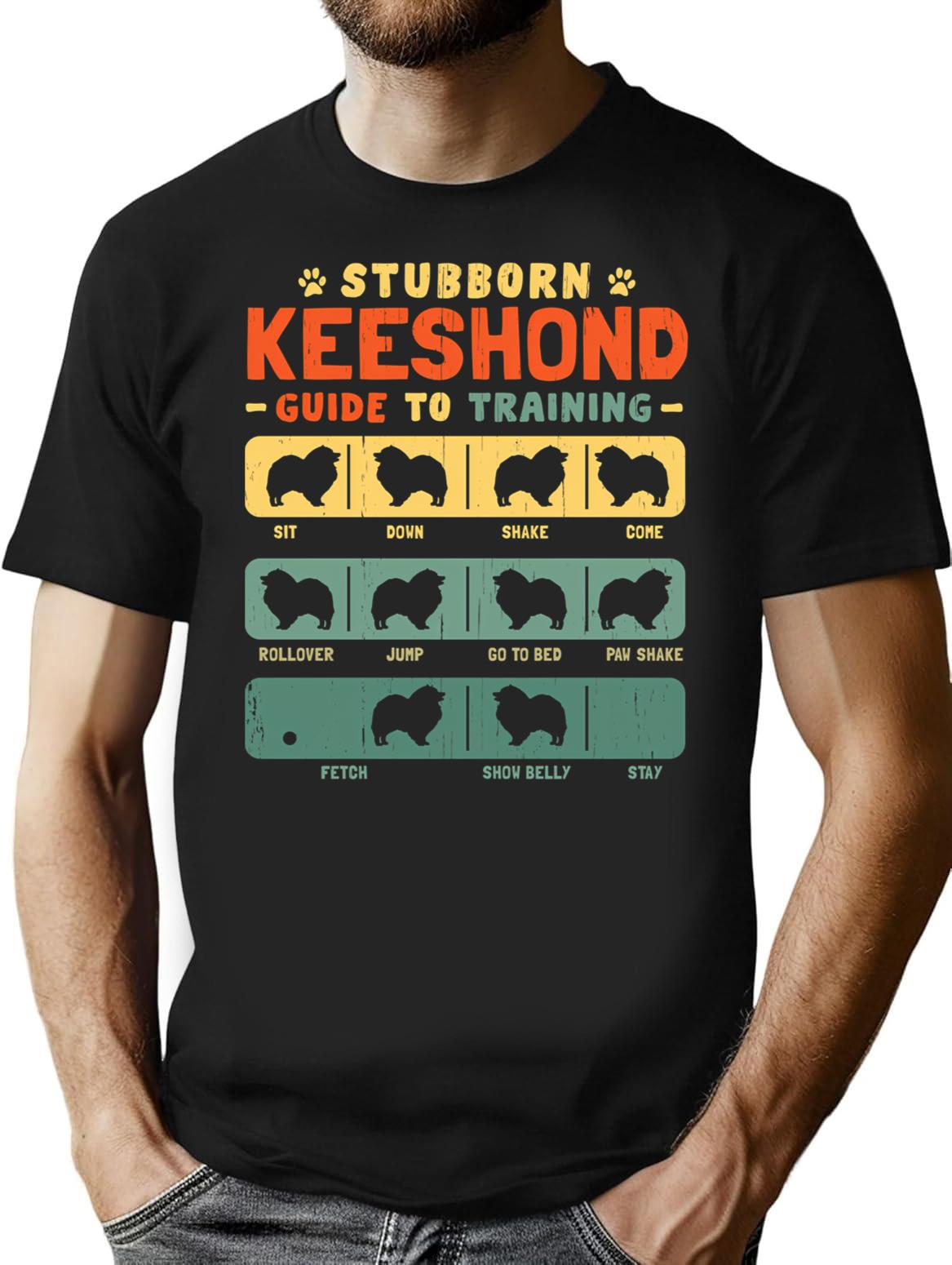 Keeshond Funny Guide To Traning Minimalist Graphic T-Shirt - Unisex Streetwear Tee - Black