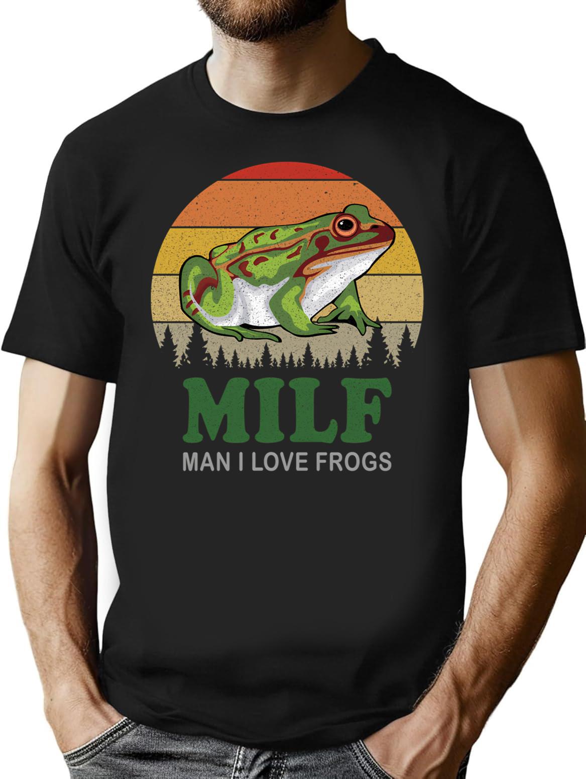 Milf Man I Love Frogs Minimalist Graphic T-Shirt - Unisex Streetwear Tee - Black