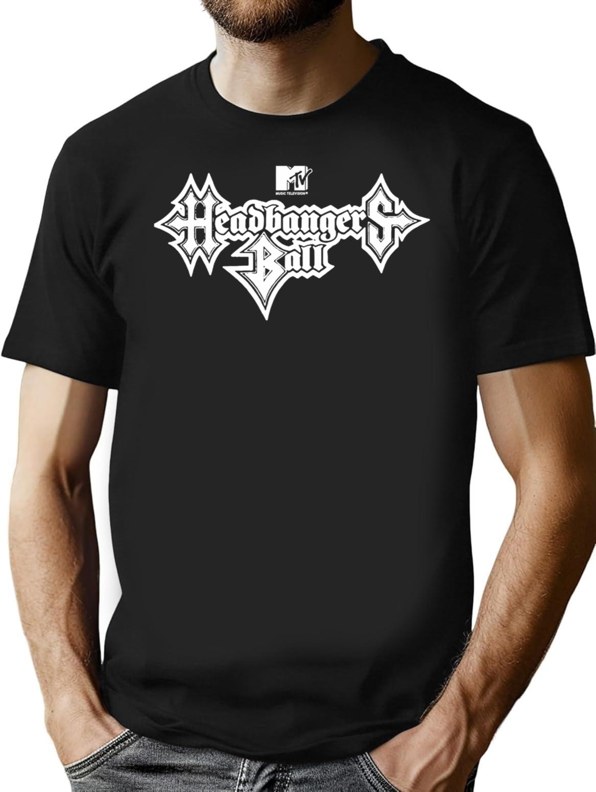 Mtv Headbangers Ball Metal Text T-Shirt for Men & Women, T-Shirts Graphic Tee - Black