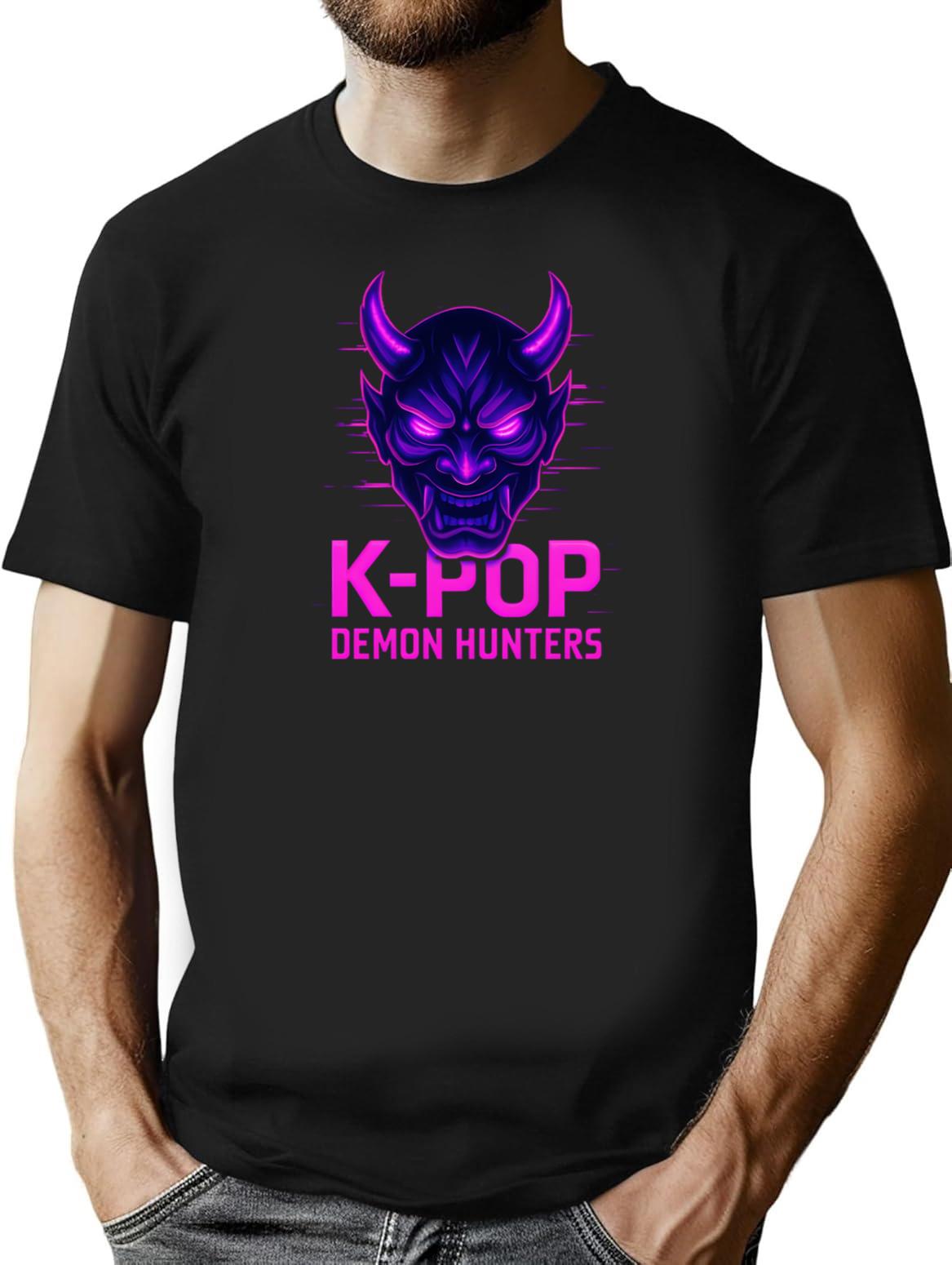 Neon K-Pop Demon Hunters Of Darkness T-Shirt for Men & Women, T-Shirts Graphic Tee - Black