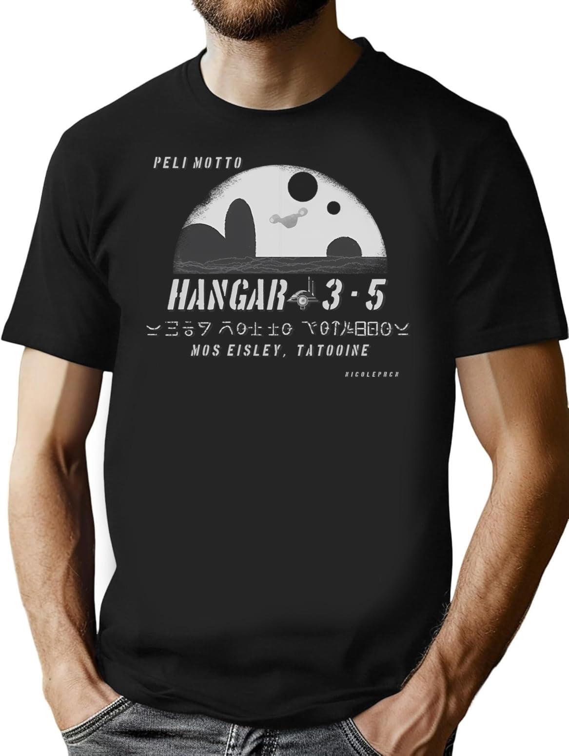 Peli At Hangar 3-5 Minimalist Graphic T-Shirt - Unisex Streetwear Tee - Black