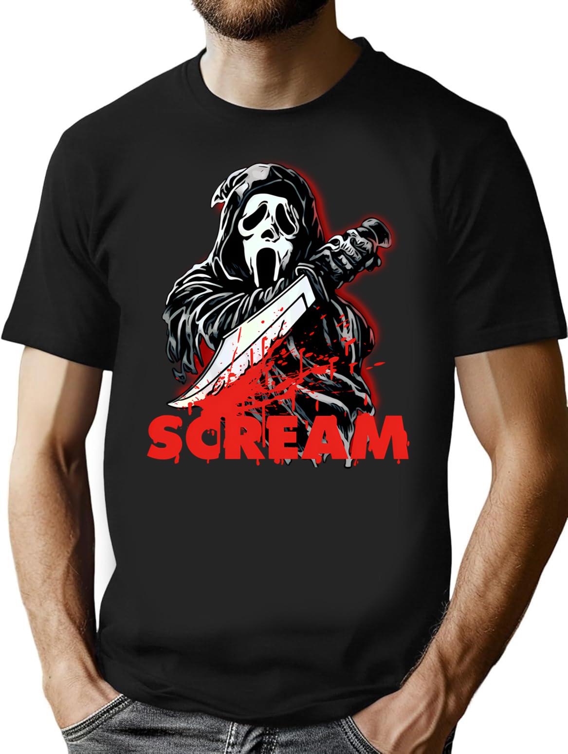 Scream Movie T-Shirt for Men & Women, T-Shirts Graphic Tee - Black