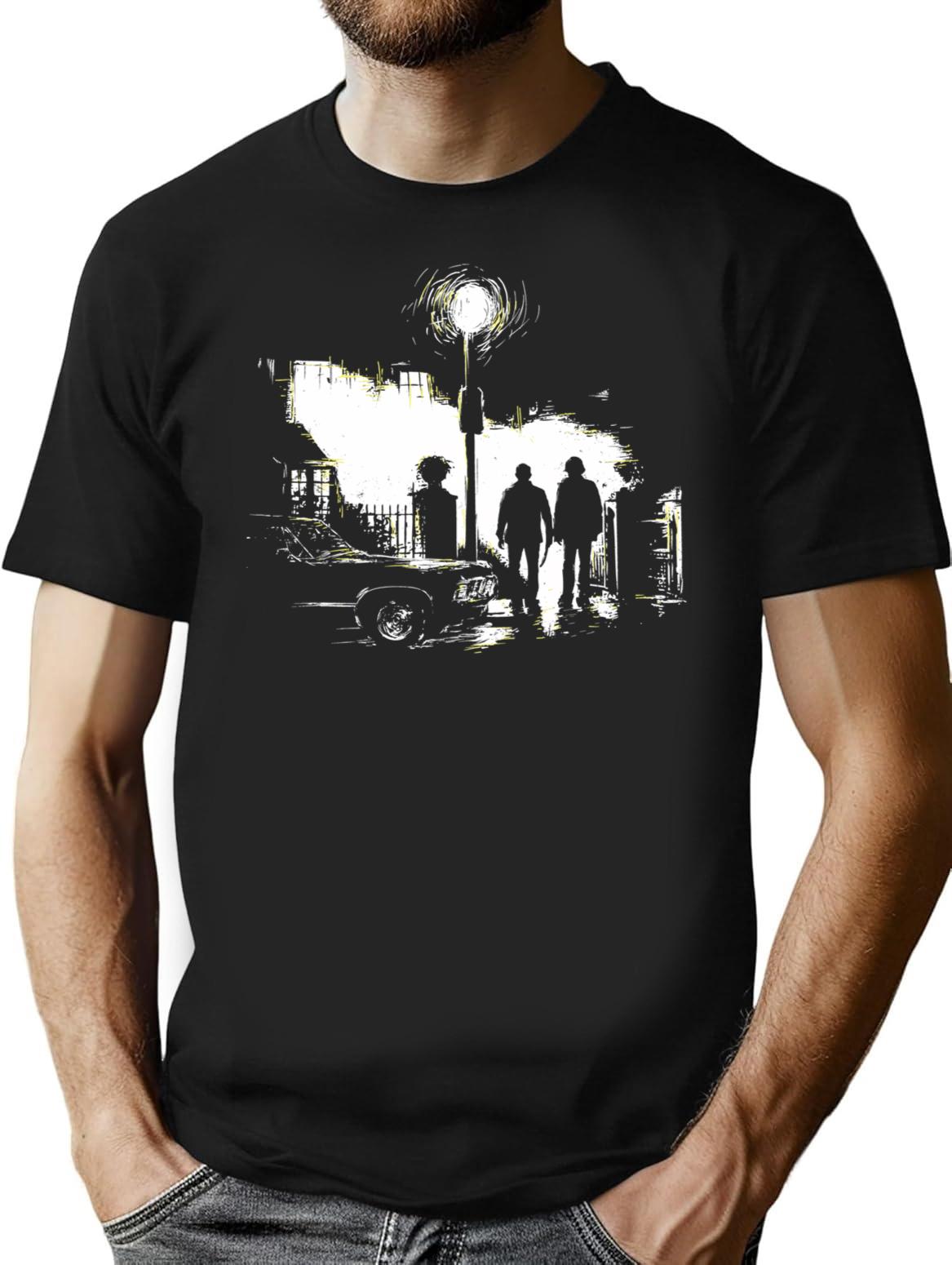 The Hunters (Supernatural) No Text T-Shirt for Men & Women, T-Shirts Graphic Tee - Black