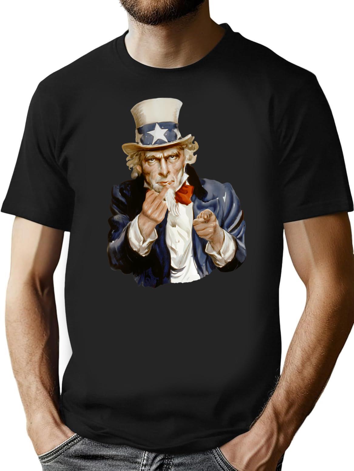 Uncle Sam Has Something To Tell You Minimalist Graphic T-Shirt - Unisex Streetwear Tee - Black