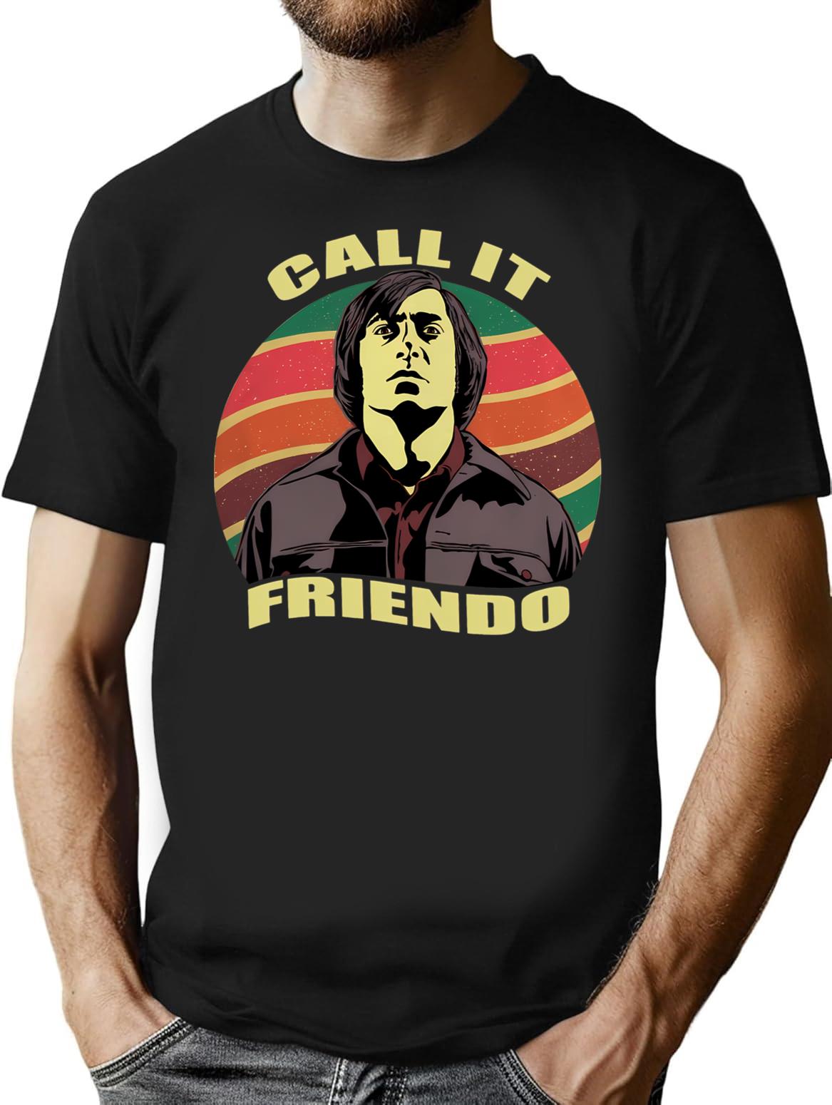 Vintage Anton Chigurh Call It Friendo Minimalist Graphic T-Shirt - Unisex Streetwear Tee - Black