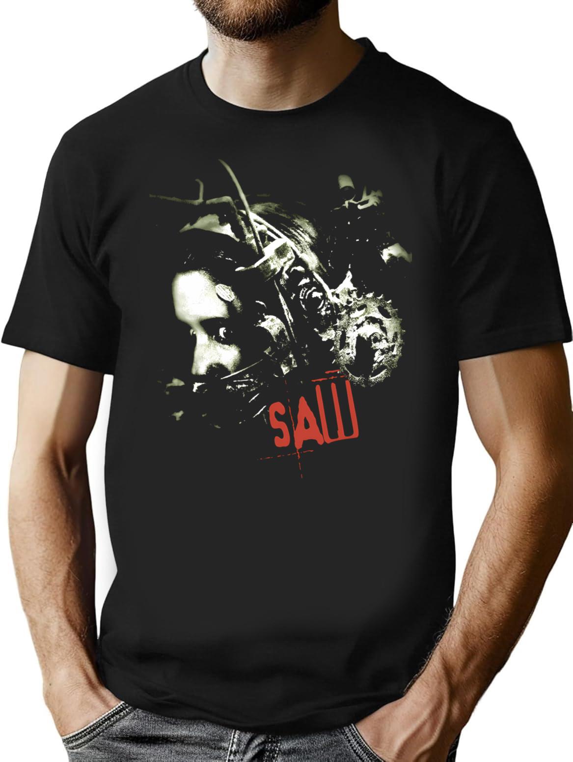 Vintage Saw Movie T-Shirt for Men & Women, T-Shirts Graphic Tee - Black