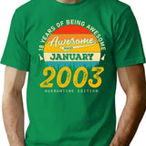 18Th Birthday 18 Years Born In 2003 January Minimalist Graphic T-Shirt - Unisex Streetwear Tee - Green