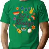 1960S Vintage Sixties Costume Party 60S Hippie Theme Party Minimalist Graphic T-Shirt - Unisex Streetwear Tee - Green