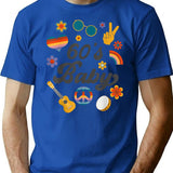 1960S Vintage Sixties Costume Party 60S Hippie Theme Party Minimalist Graphic T-Shirt - Unisex Streetwear Tee - Blue