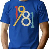 1981 Vintage 40Th Birthday Minimalist Graphic T-Shirt - Unisex Streetwear Tee - Blue