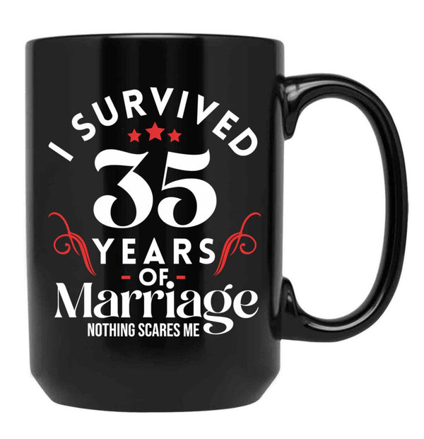 35Th Wedding Anniversary 35 Years Of Marriage Couples Black Coffee Mug, Gift Coffee Mug - Black