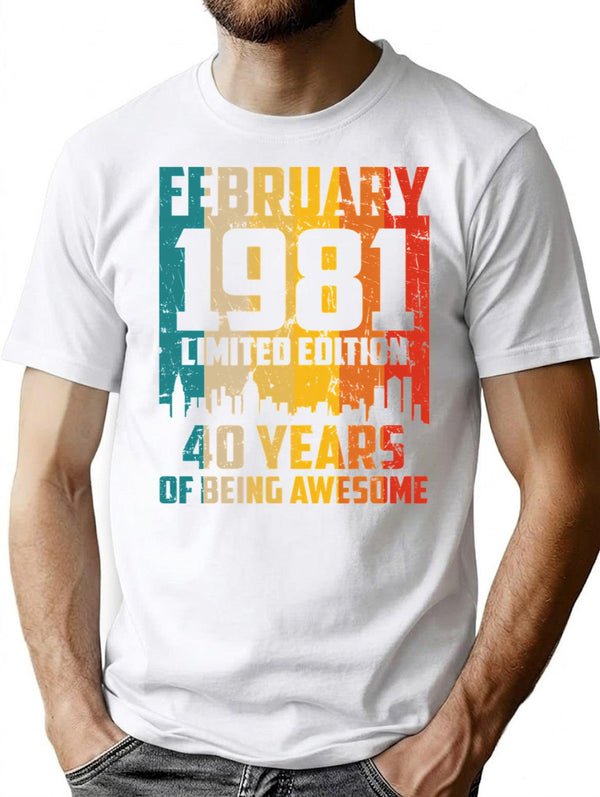 40Th Birthday 40 Years Born In 1981 February Minimalist Graphic T-Shirt - Unisex Streetwear Tee - White