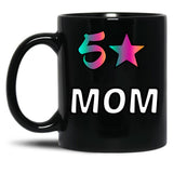 5 Star Mom Black Coffee Mug, Gift Coffee Mug