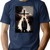 A Journey Of Faith A Bootleg Album Cover With A Cross A Man And A Train Bootleg Graphic T-Shirt - Navy
