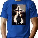 A Journey Of Faith A Bootleg Album Cover With A Cross A Man And A Train Bootleg Graphic T-Shirt - Blue