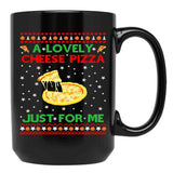 A Lovely Cheese Pizza Shirt Funny Kevin X Mas Black Coffee Mug, Gift Coffee Mug - Black