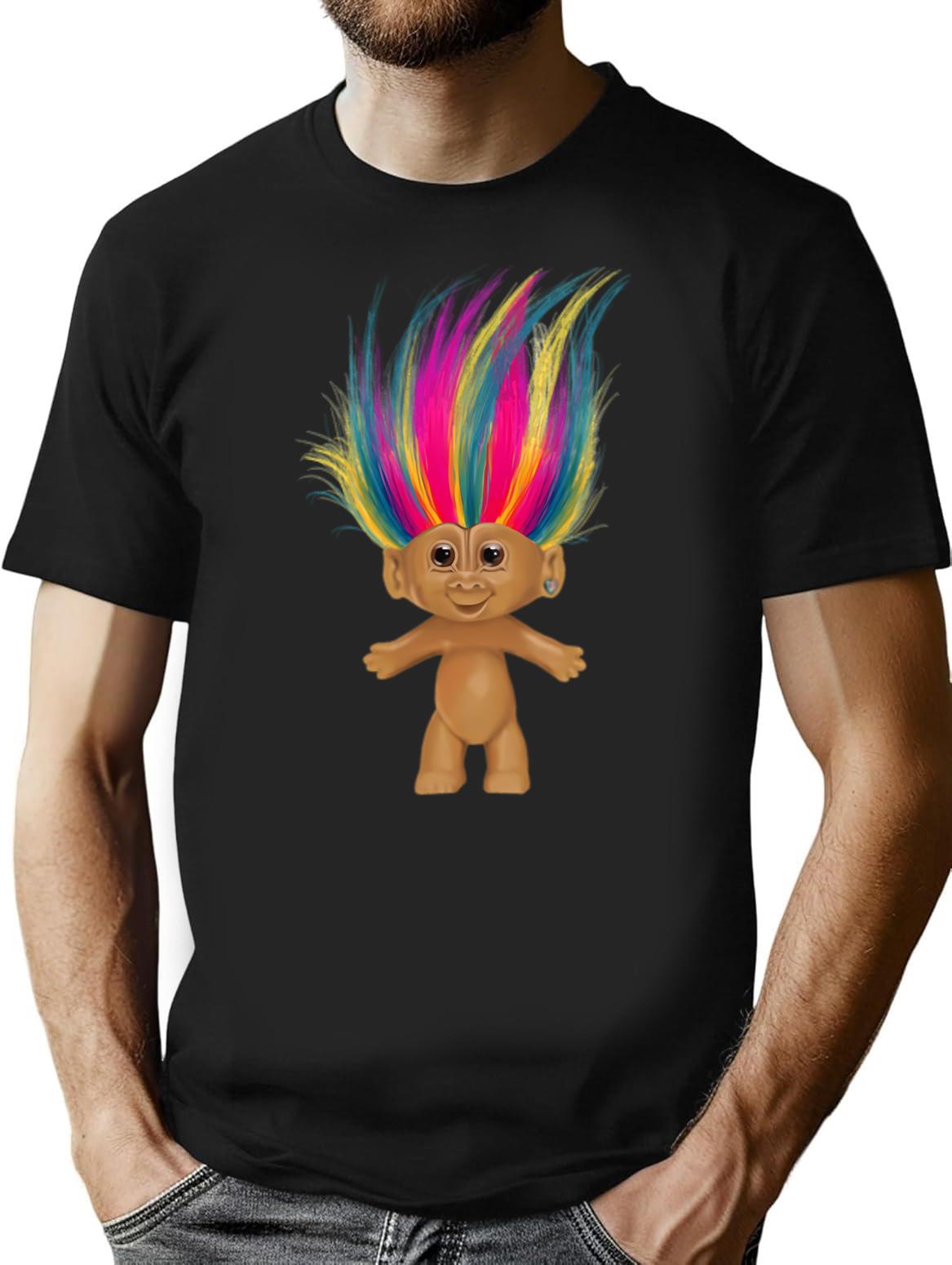 A Silly Troll Doll Minimalist Graphic T-Shirt - Unisex Streetwear Tee - Black