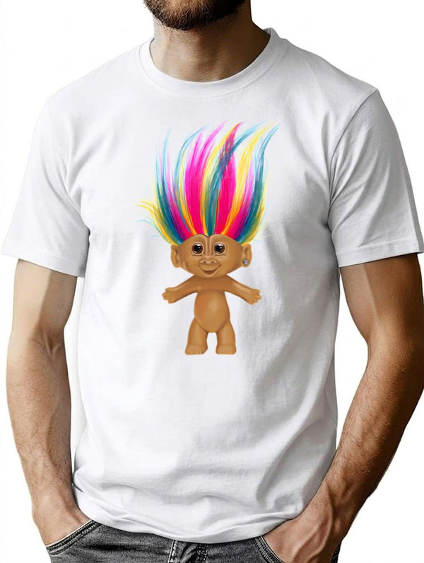 A Silly Troll Doll Minimalist Graphic T-Shirt - Unisex Streetwear Tee - White