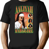 Aaliyah Baby Girl Orange Bootleg Vintage Bootleg Graphic T-Shirt - Black