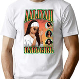 Aaliyah Baby Girl Orange Bootleg Vintage Bootleg Graphic T-Shirt - White
