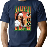 Aaliyah Baby Girl Orange Bootleg Vintage Bootleg Graphic T-Shirt - Navy
