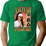 Aaliyah Baby Girl Orange Bootleg Vintage Bootleg Graphic T-Shirt - Green