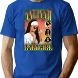 Aaliyah Baby Girl Orange Bootleg Vintage Bootleg Graphic T-Shirt - Blue